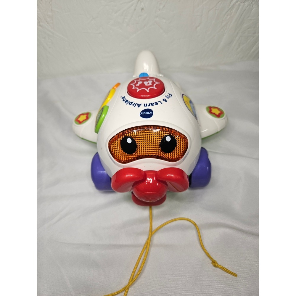 VTech Fly‎ and Learn Airplane Toddler Pull Toy Lights Sounds Music White Green